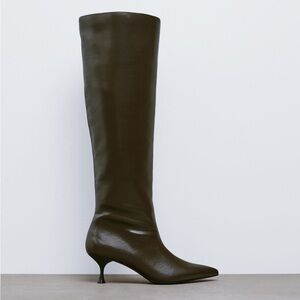 ZARA Kitten Heel Knee High Boot